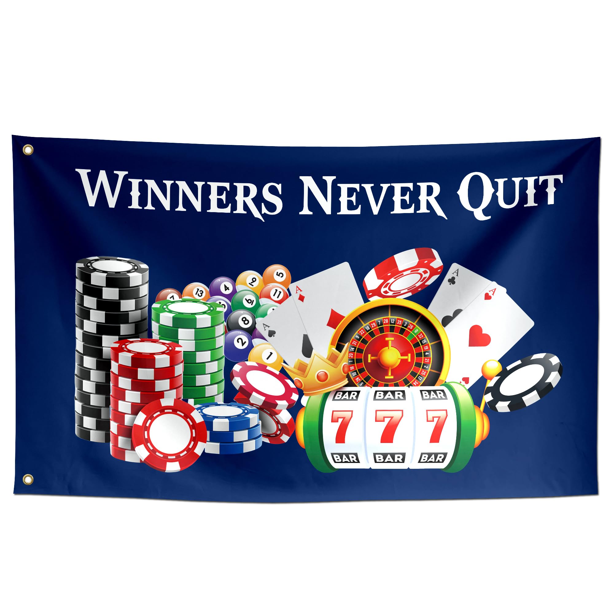 ToFlagifyWinners Never Quit Funny Flags Meme Cool Flags Banner 3x5 ft Room Guys College Dorm Bedroom Man Cave Girls Wall Decor Outdoor Indoor Hilarious Blue, Two Copper Grommets