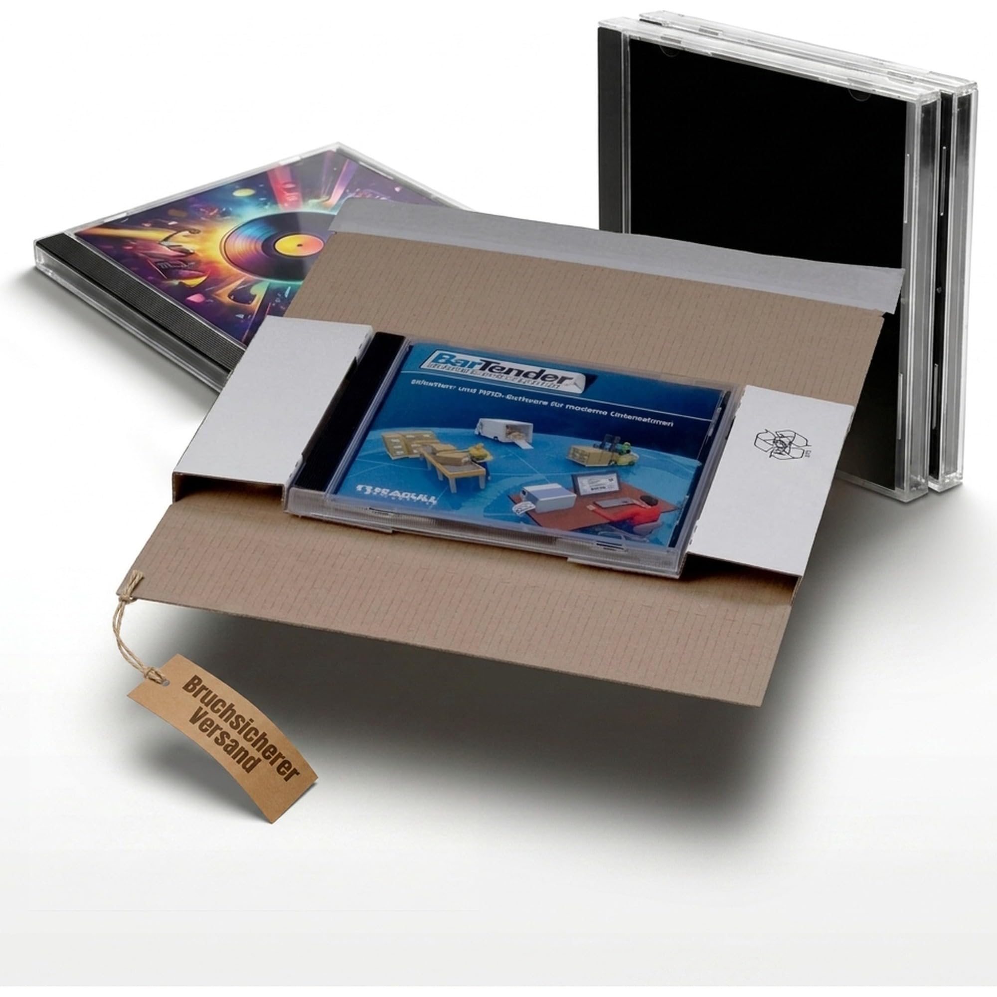 KK Verpackungen CD-Versandverpackungen DIN Lang 225x125mm | 100 Stück, Wellpappe Weiß | Portooptimiert als Kompaktbrief | Selbstklebeverschluss & Aufreißfaden | CD/DVD Jewelcase Versandtasche