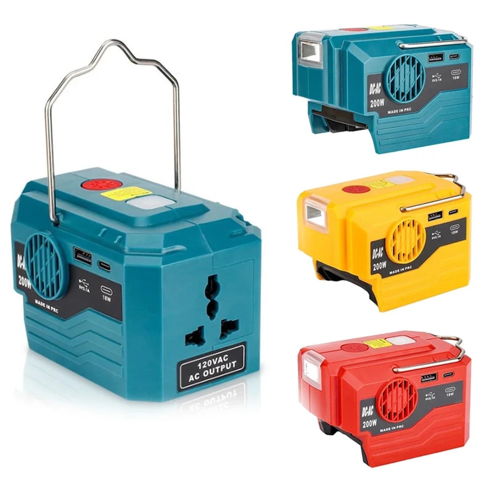 Inwertery, 18 V akumulatorowy zewnętrzny przenośny falownik 200 W AC 120- zmodyfikowany zasilacz sinusoidalny(For Milwaukee 120V)