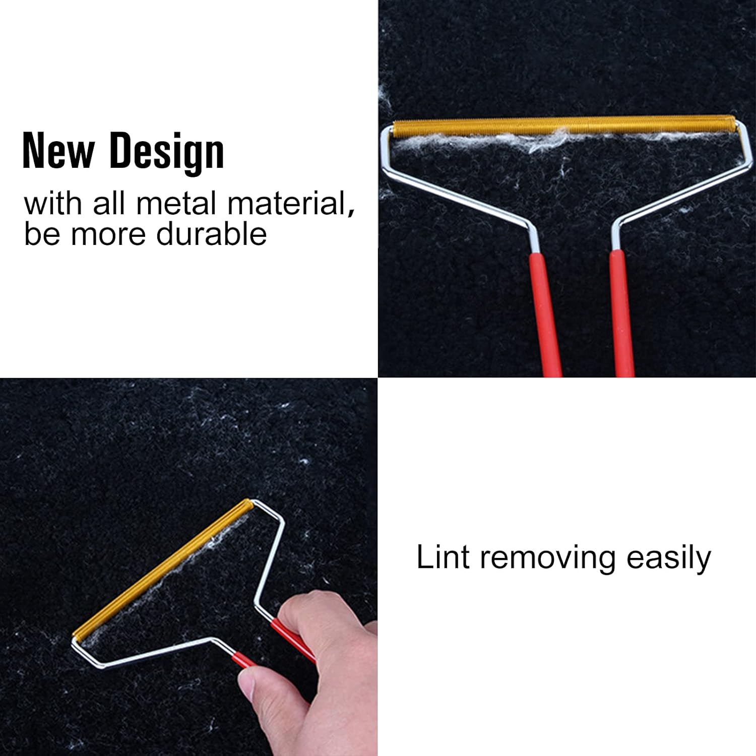 2pcs Lint Remover，Clothes Fuzz Fabric Shaver，Reusable Double Sided Lint Rollers Copper Brush for Removing Lint Pet Hair Dust in Clothes Sweater Woven Coat and Furniture  (2Pcs Black&Red): Kitchen & Dining