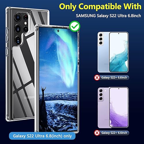 Miniatura 3 de Hensinple Funda transparente para Samsung Galaxy S22 Ultra, S22 Ultra, antiamarilleamiento, a prueba de golpes, a prueba de polvo, suave, delgada,