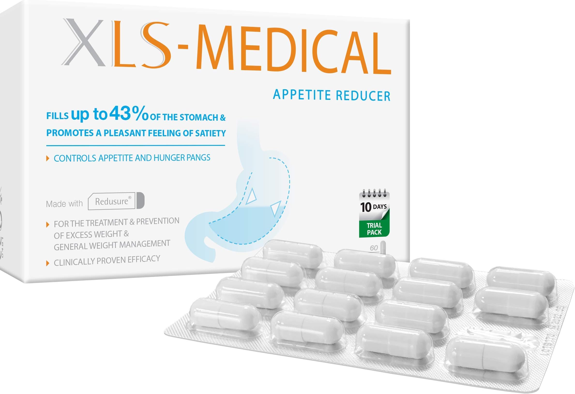 XLS Medical Appetite Reducer - Efficient Appetite and Hunger Pangs Control - 60 Tablets, 10 Days Treatment