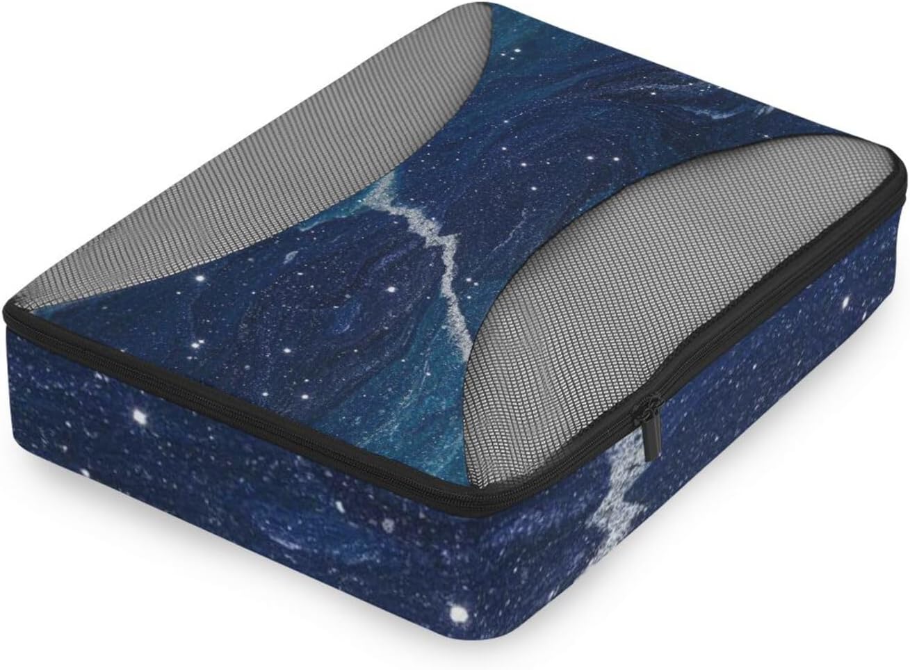 Fake Glitter Marble Grain Blue Universe 4 Pcs set organizers for travel Mesh Travel Essentials lightweight travel cubes for packing