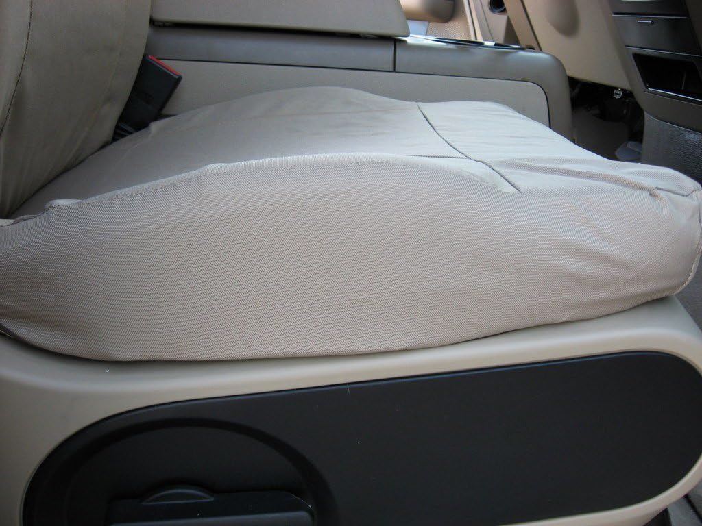 Custom-Made Seat Covers by Durafit Fits 2004-2008 Ford F150. 40/20/40 Split Bench, with Seatbelts from Seat, Opening Console, Tan Waterproof Endura Fabric