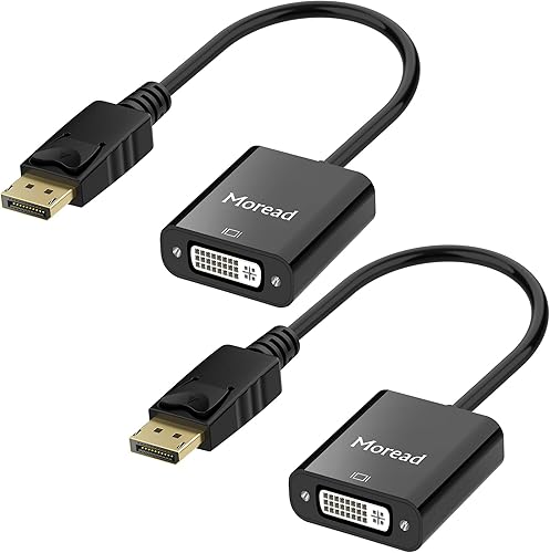 Adaptador DisplayPort (DP) a DVI, paquete de 2, adaptador de puerto de pantalla a DVI-D chapado en oro (hombre a hembra) compatible con computadora,