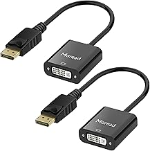 DisplayPort (DP) to DVI Adapter, 2 Pack, Gold-Plated Display Port to DVI-D Adapter (Male to Female) Compatible with Computer, Desktop, Laptop, PC, Monitor, Projector, HDTV - Black