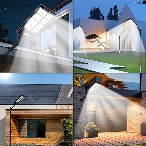 Miniatura 6 de Farolas solares para exteriores, IP67, impermeable, para pared, luz de inundación LED con sensor de movimiento y control remoto, iluminación de