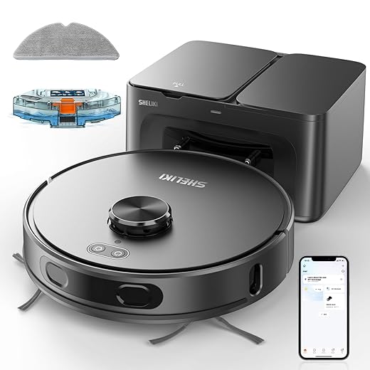 Robot Vacuum and Mop, 3-in-1 Robotic Vacuum Cleaner with 70-Day Self-Emptying Base, 360° LiDAR Navigation, Smart Mapping & Auto-Return, 6000Pa Strong Suction for Pet Hair, Carpets & Hard Floors