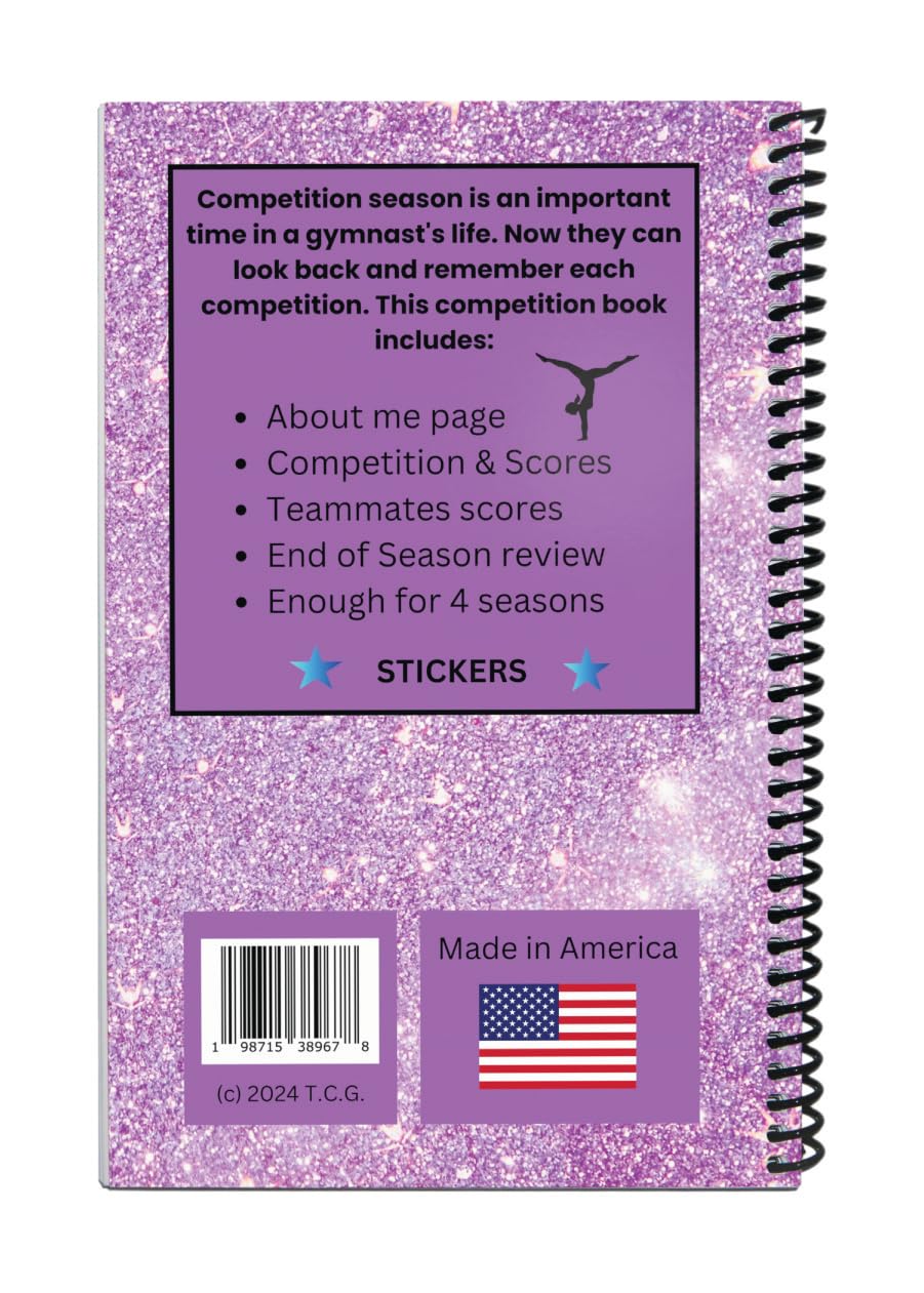 Girls Gymnastics Competition Scorebook - Journal for Tracking Meet Scores, Individual and Team, All About me Page, Autograph Page, Photo Page, end of Season Goals - with Fun Stickers!