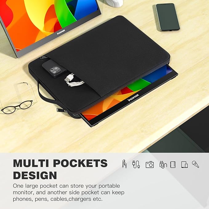 Funda para monitor portátil 15.6 pulgadas, funda protectora negra miniatura 3