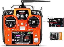 Radiolink Kit transmissor RC de 12 canais AT10II e receptor R12DS com PRM-01, telemetria de tensão, rádio 2,4 GHz 4 KM controle remoto receptor kit para avião RC, drone de corrida, helicóptero, carro