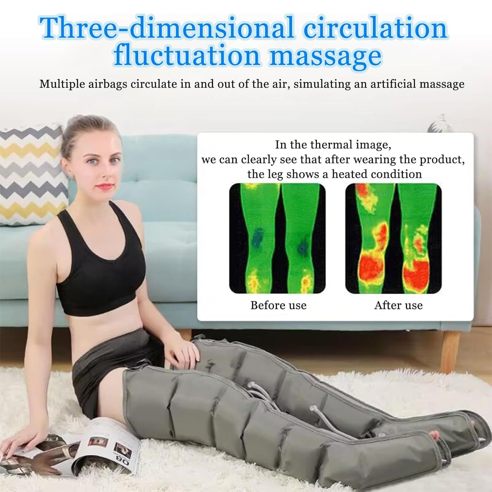 Pressoterapia Linfodrenaggio Professionale, Presso Terapia Gambe Linfodrenante, Pressoterapia per Casa per Gambe e Addome, Massaggiatore Elettrico a Compressione d'Aria 6 Camere