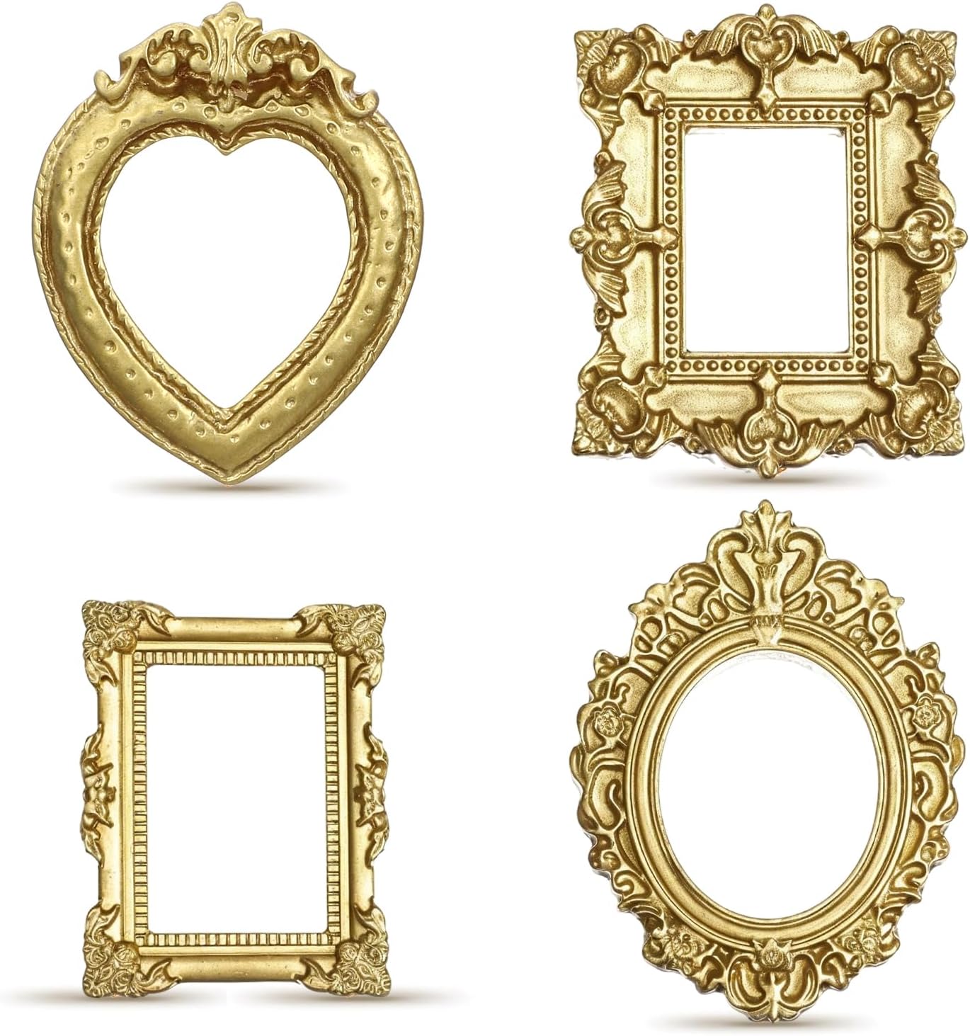 Ouligay 12PCS Vintage Mini 1x1 Inch Gold Picture Frames - Tiny Antique Resin Frames for Jewelry DIY, Party Decor, Wall Hanging