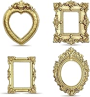 Ouligay 12PCS Vintage Mini 1x1 Inch Gold Picture Frames - Tiny Antique Resin Frames for Jewelry DIY, Party Decor, Wall Hanging