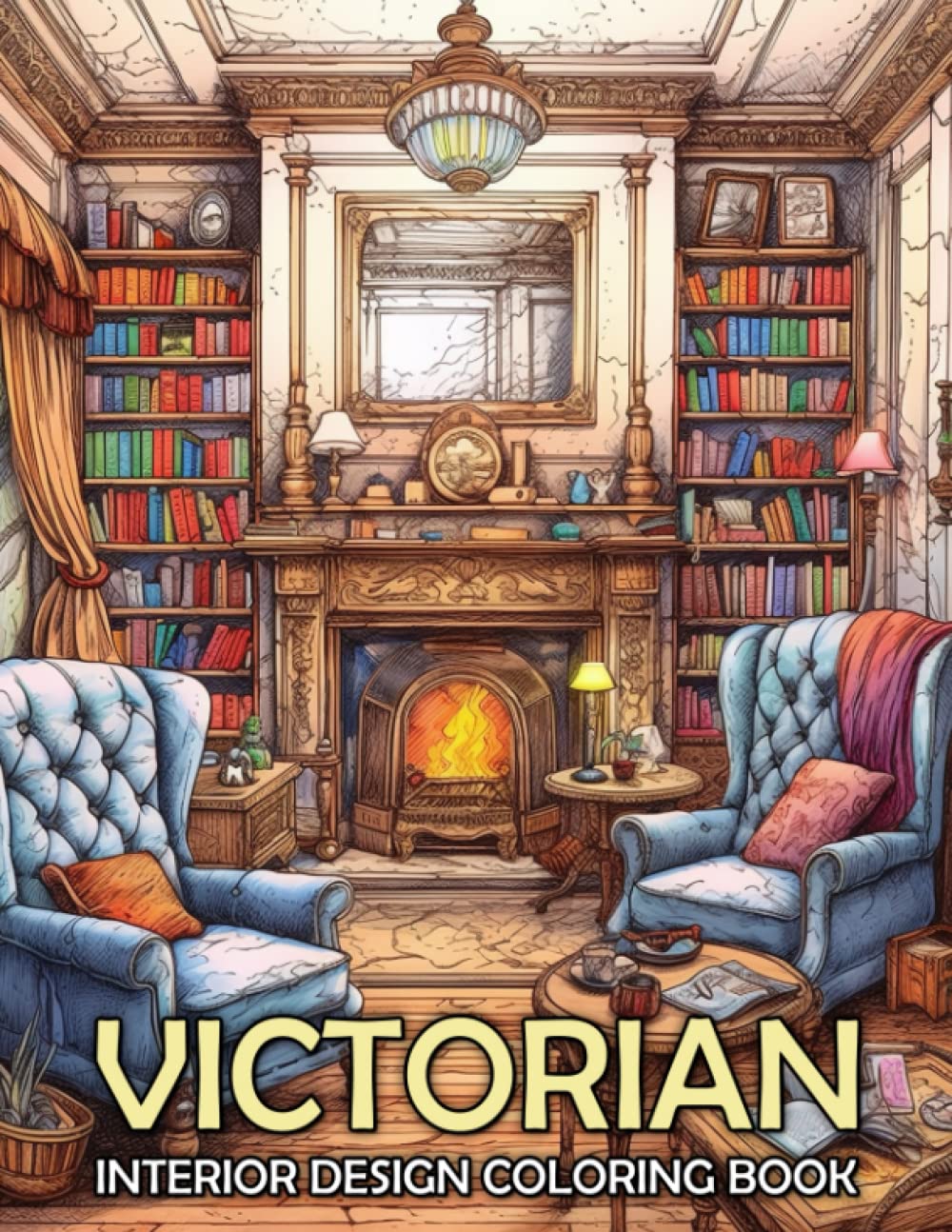 Victorian Interior Design Coloring Book: Beautiful Interior Design With Victorian Home Decor ...
