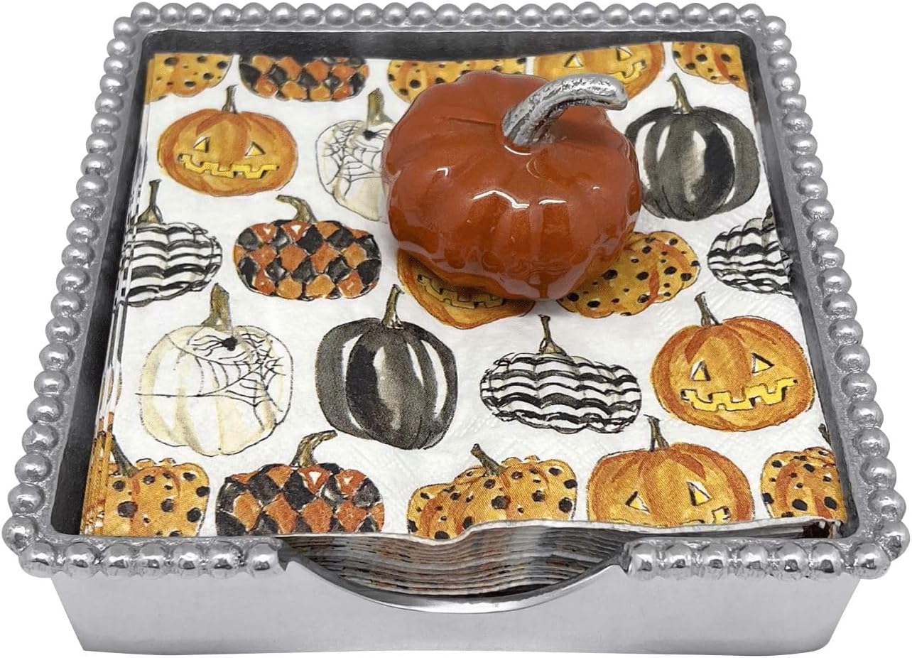 Halloween Pumpkin Beaded Napkin Box Set