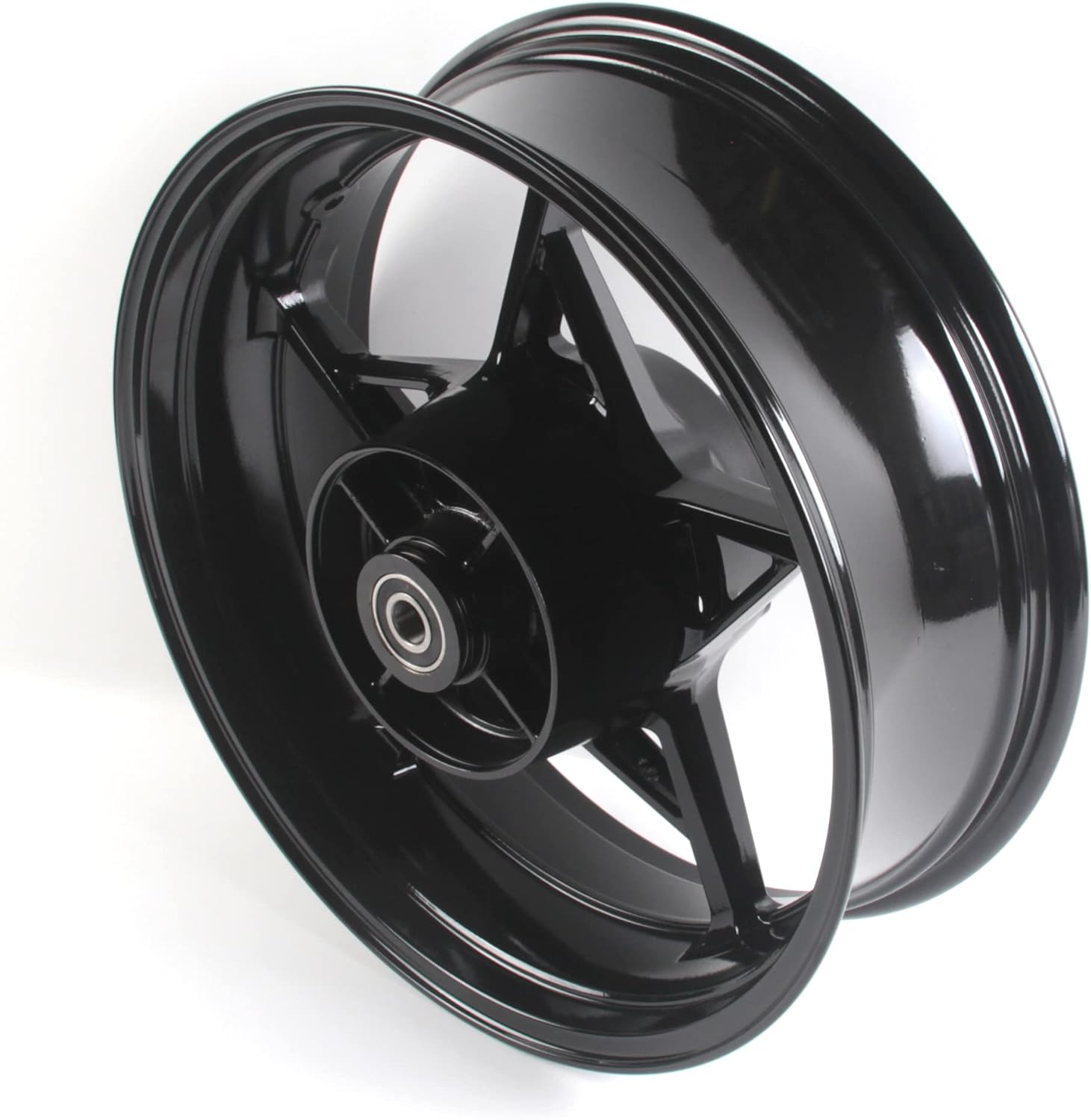 Gloss Black Rear Wheel Rim Compatible with Kawasaki Z900 ABS include 2017-2024, Z900 SE 2022-2023, Bearing include, Motorcycle Replacement Accessories Parts