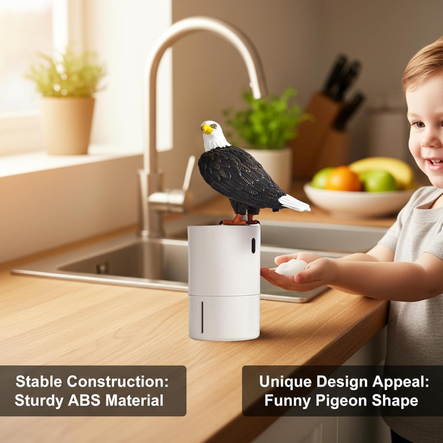 Pigeon Soap Dispenser Funny Electric Automatic Soap Dispenser Battery Powered 300ml/10oz Large for Kitchen Bathroom Home