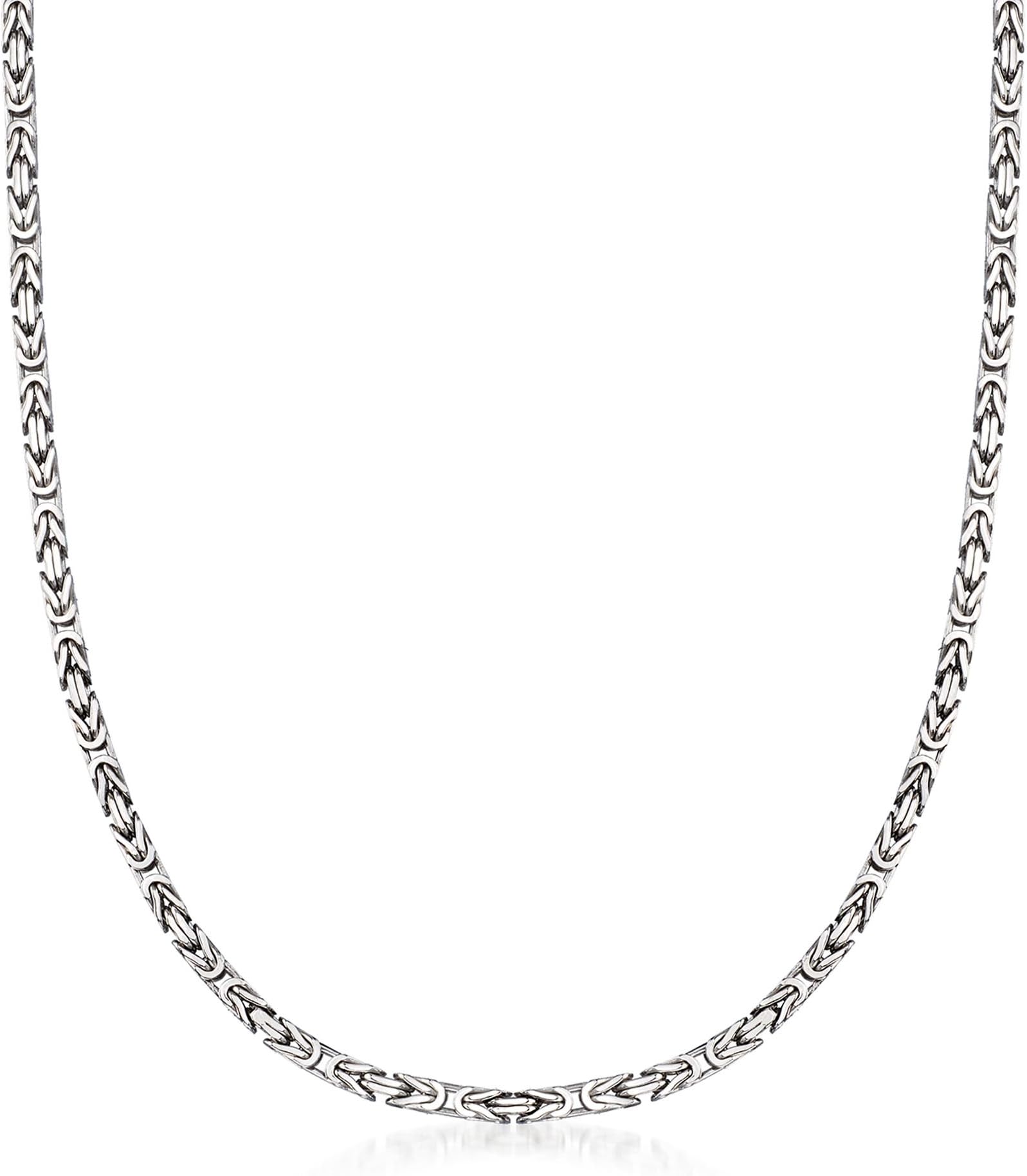 2.3mm Sterling Silver Square Byzantine Necklace