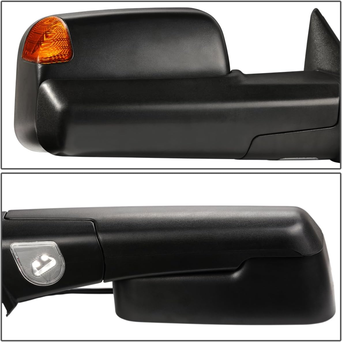 DNA MOTORING TWM-013-T888-BK-AM Pair of Towing Side Mirrors (Driver & Passenger Sides),Black Housing/Amber Corner
