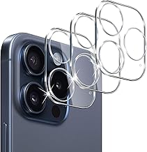 QULLOO Kamera Schutzfolie für iPhone 15 Pro / 15 Pro Max, 3 Stück 9H Härte Kamera Schutz Glas HD Klar Linse Folie Anti-Kratzen Kameraschutz