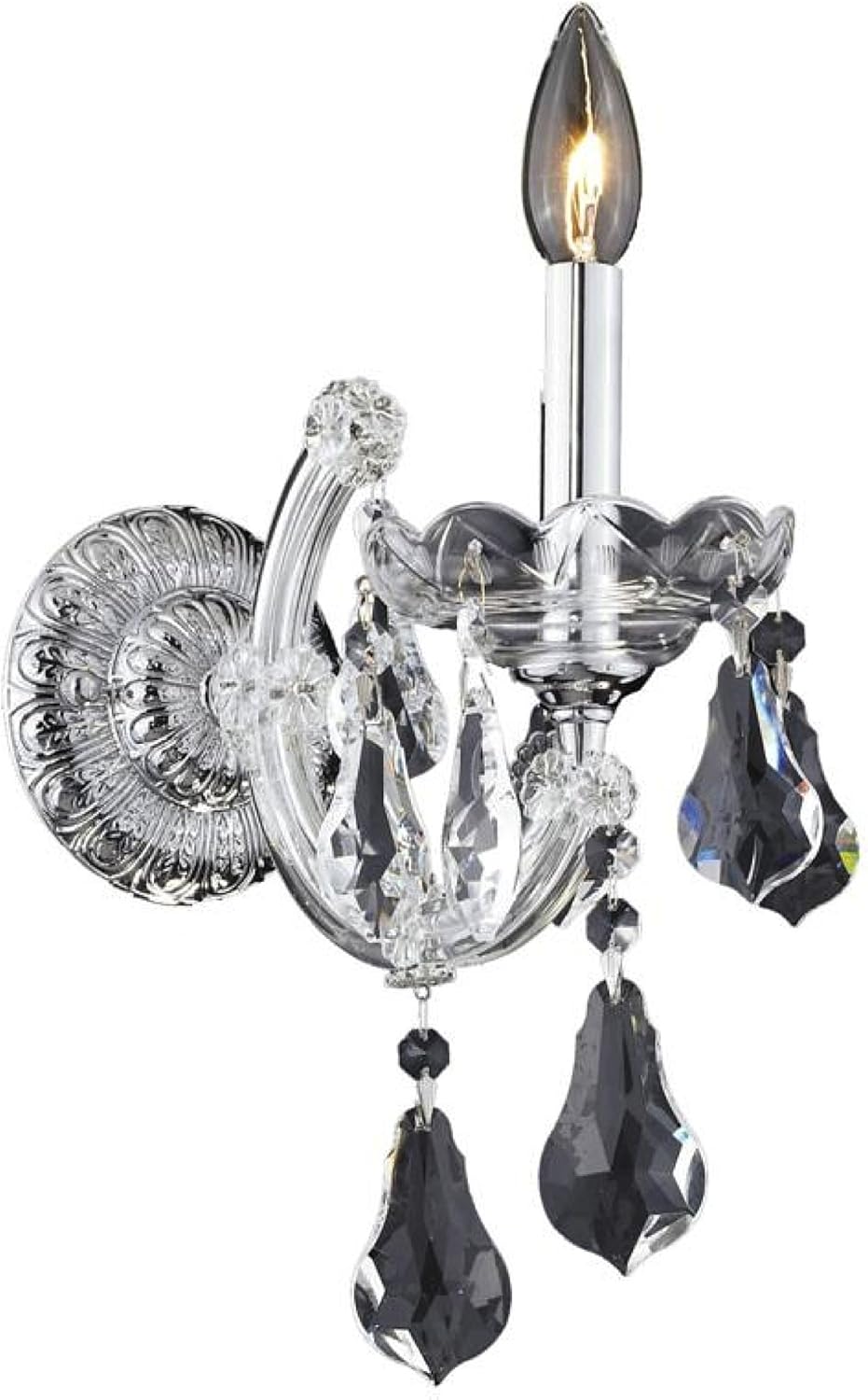 Elegant Lighting 2801W1C/RC Maria Theresa 12-Inch High 1-Light Wall Sconce, Chrome Finish with Crystal (Clear) Royal Cut RC Crystal
