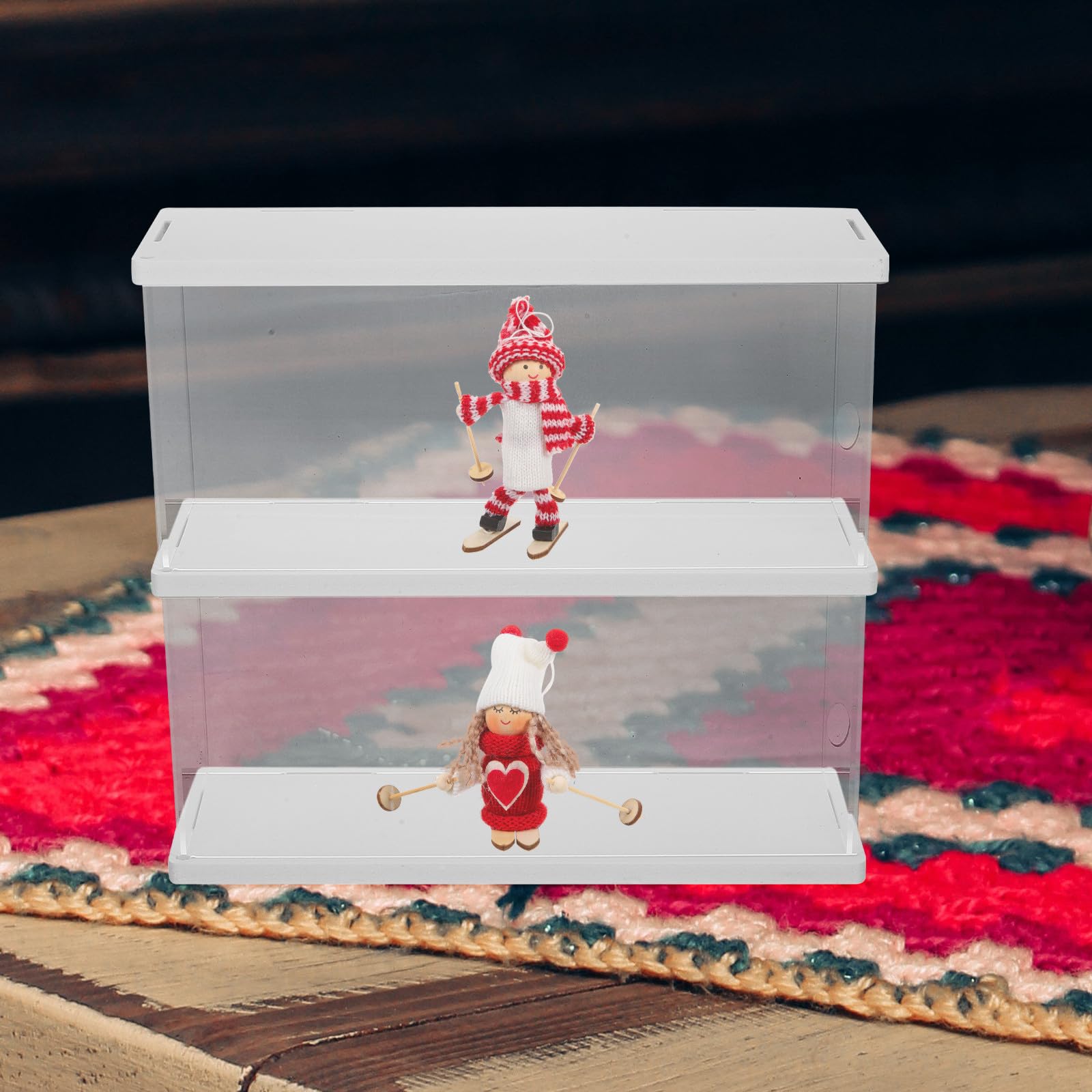 HEMOTON Vetrina in Acrilico Trasparente a Doppio Strato Coperchio Antipolvere Contenitore Espositivo per Action Figure e Modelli da Collezione Grande capacità per Esposizione e