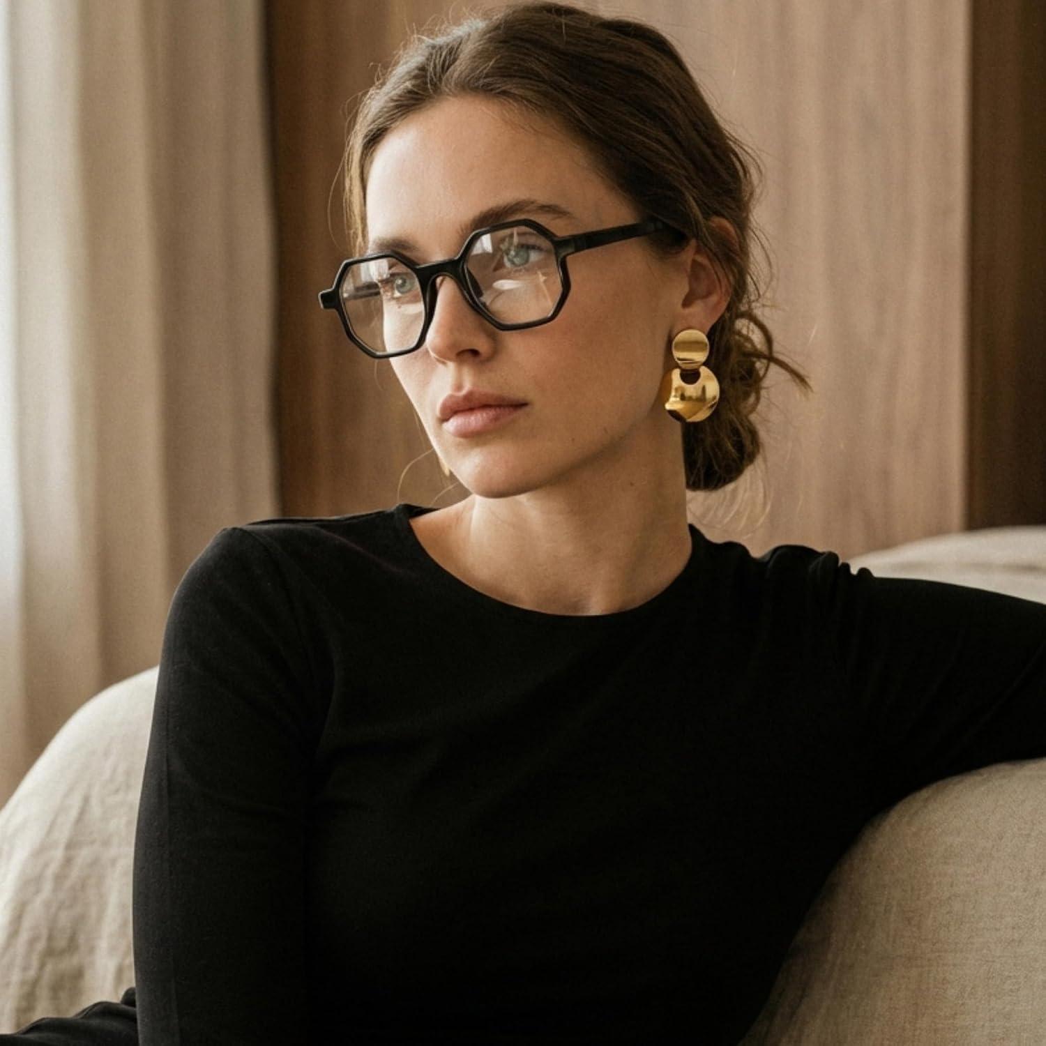 2SeeLife Oversized Hexagon TR-90 Reading Glasses for Men & Women – Medium–Wide Fit, Durable, Spring Hinges, Premium Readers, Black, +2.25