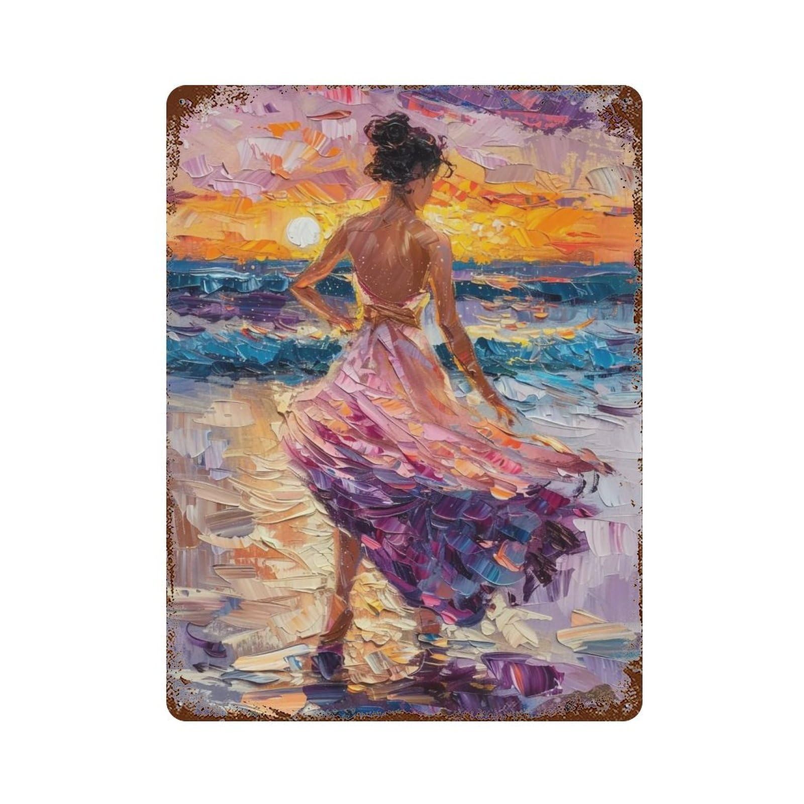 HDURYEYRYY Sunset Beach Dancer 01 Wall Retro Iron Vintage Art Metal Tin Sign Poster Modern Home Cofffee Club Art Bar Shop Decor 40x30cm