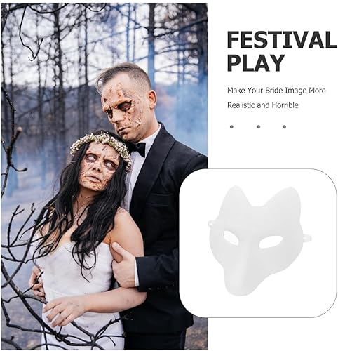 Miniatura 4 de STOBOK Máscara de zorro, máscaras de máscaras de 11.4 x 7.1 in, máscaras en blanco pintables para Halloween, zorros blancos, sin pintar, para