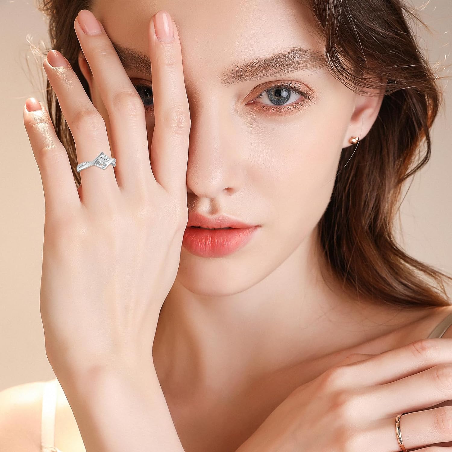 Blocaci 1 Carat Center Round Moissanite Engagement Rings for Women 10k 14k 18k White Gold