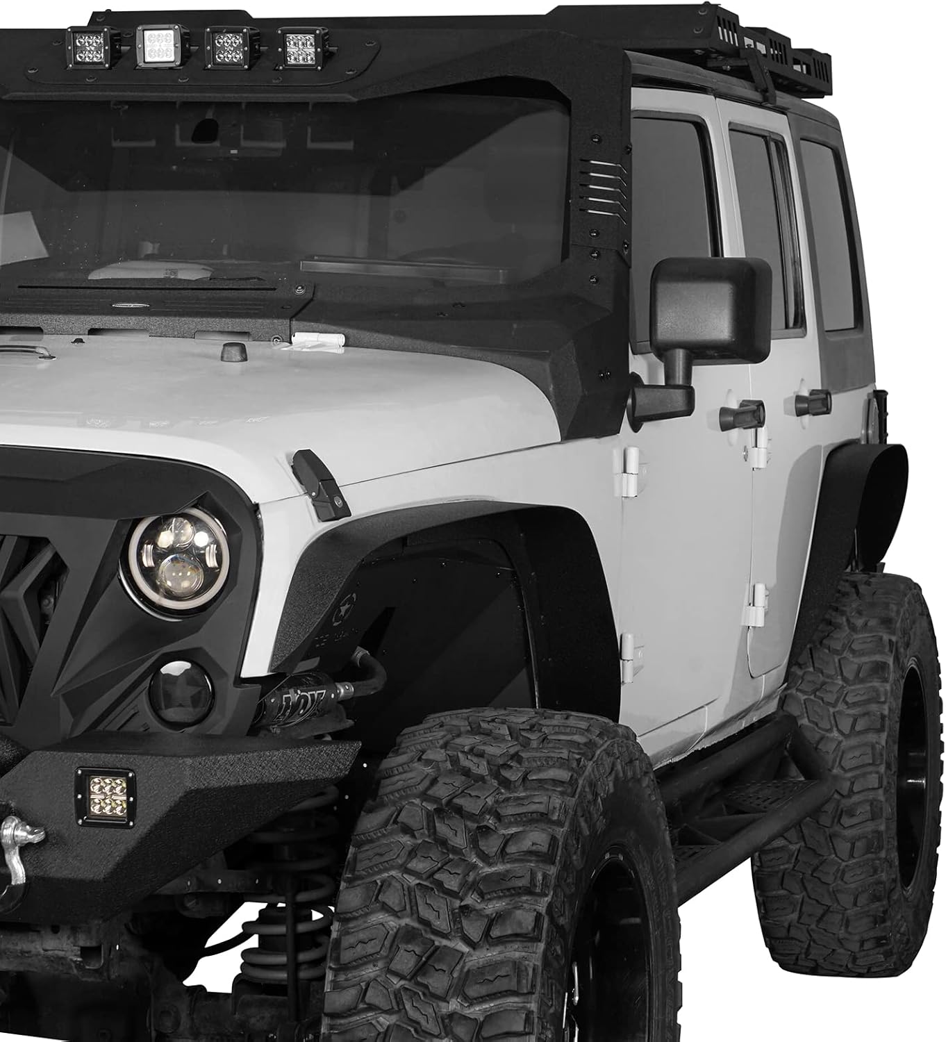 Hooke Road for Jeep JK Flat Fender Flares, Front & Rear Steel Wheel Flares Liner for 2007-2018 Jeep Wrangler JK & Unlimited - 4PCS Set