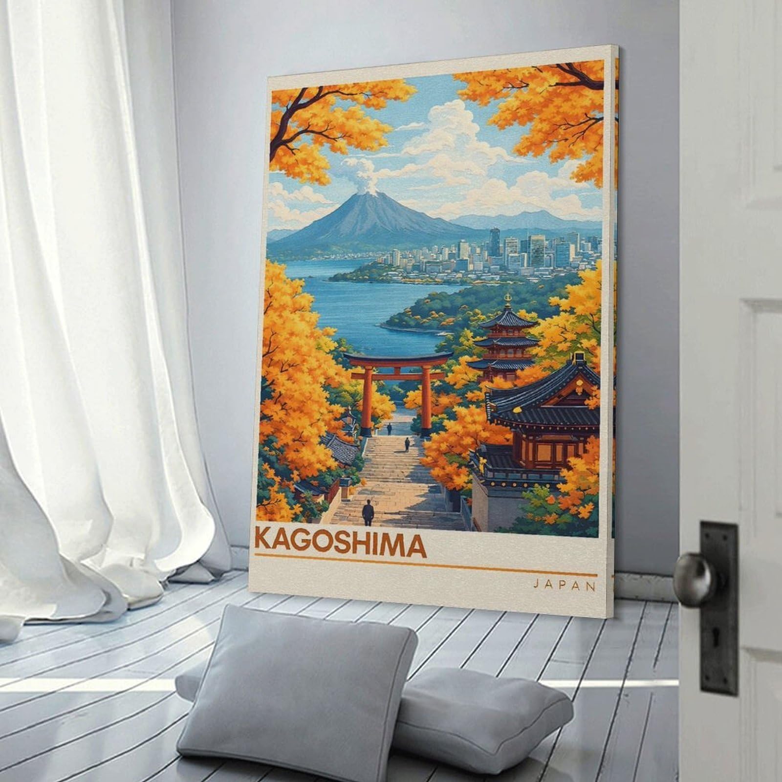Junmoney Room Decor Wall Art Kagoshima Travel, 08x12inch(20x30cm), for Gallery Wall Layouts in Home Or Office, Home Wall Art for Statement Displays