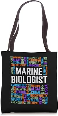 Marine Biologist Words Lover Gift Graduate Student Biology Tote Bag