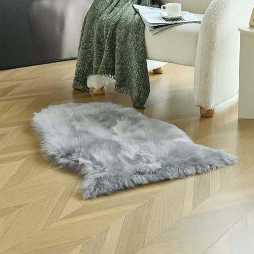 Vista 200 de duduta Tapete redondo de piel de oveja sintética color púrpura de 4 x 4 pies, peludo y mullido, lavable a máquina