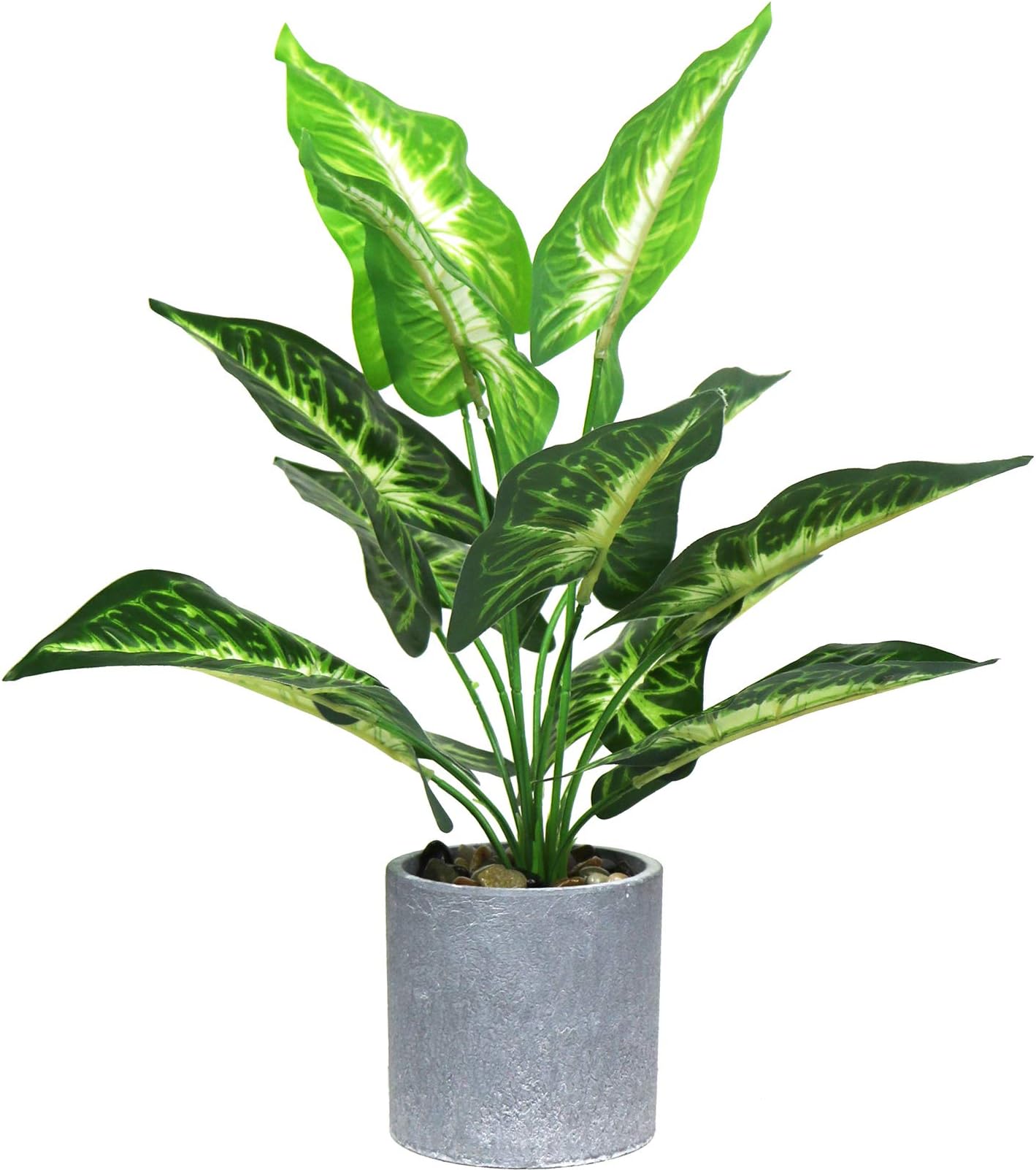 Ollain Artificial Plant Small Potted 16 Inch Faux Plants Fake Plastic Greenery in Pot for Bathroom Home Office Desk Decor (16" Tall)