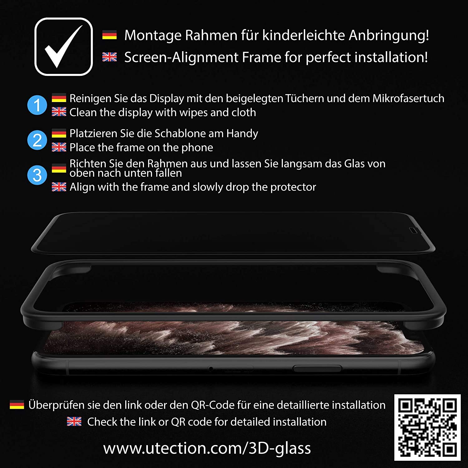 UTECTION 2X Full Screen 3D Vetro Temperato per iPhone 11, iPhone XR