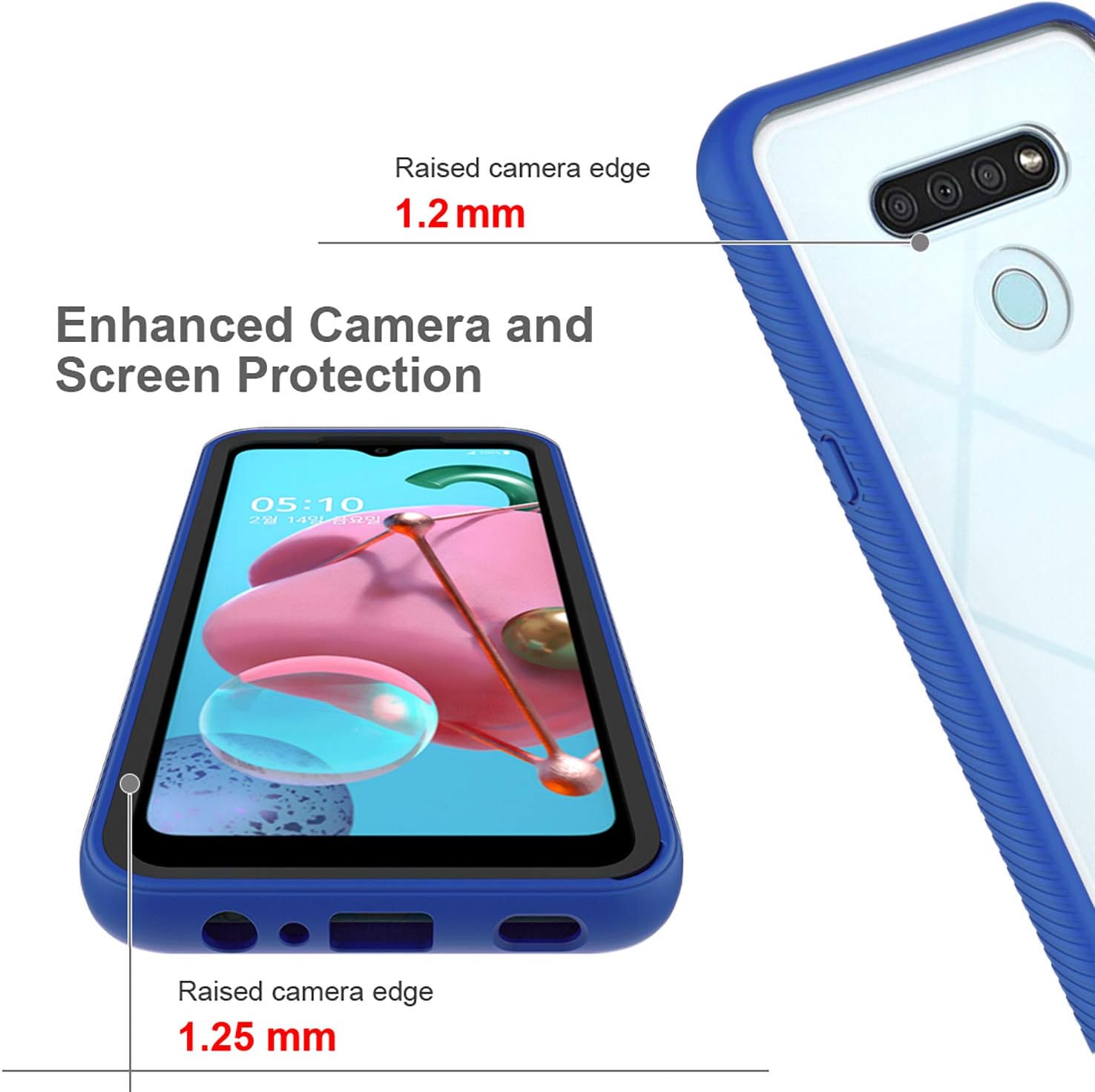 LG K51 Phone Case, with [Tempered Glass Screen Protector Included], Circlemalls Military Grade 12 Feet Shockproof Clear Durable Armor Dual Layers Protective Phone Cover, for LG K51 - Blue