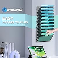 Vista 6 de 10-Tier Wall File Organizer Hanging Wall File Holder Wall Mount Paper Folder Organize, Mesh Magazine Document Mail Organizer Wall Organizer for