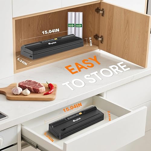 Miniatura 7 de Potente máquina selladora compacta de vacío rápido, sellador al vacío para ahorro de conservación de alimentos, cortador integrado, fuerte potencia