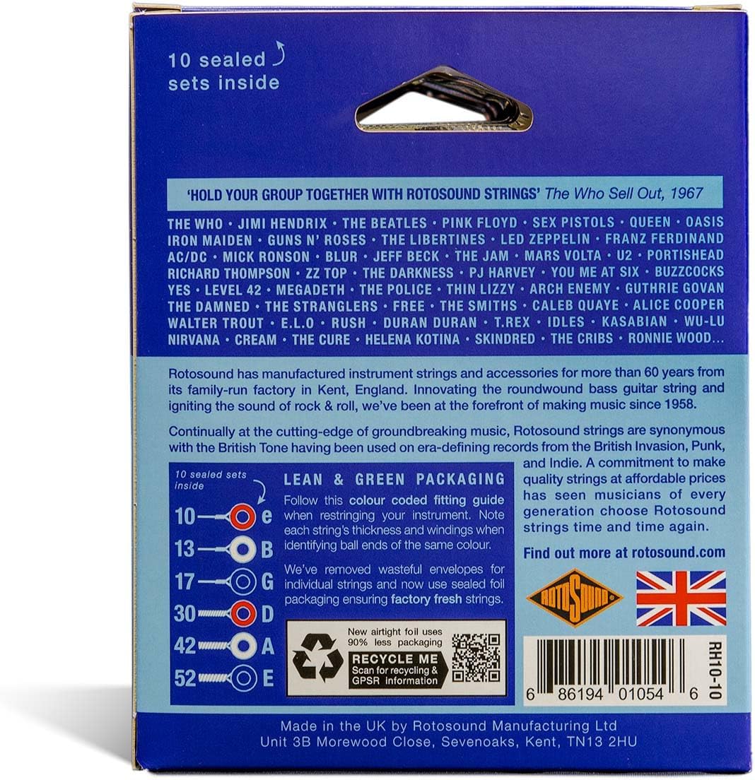 Rotosound RH10-10 (Roto Blues) Electric Guitar Strings 10 Pack