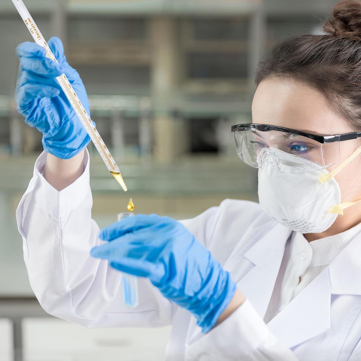 DOITOOL 20pcs 15ml Calibrated Glass Droppers with Scale, Straight-tip Pipette Dropper Set for Laboratory Liquid Measurement and Transfer Random Color