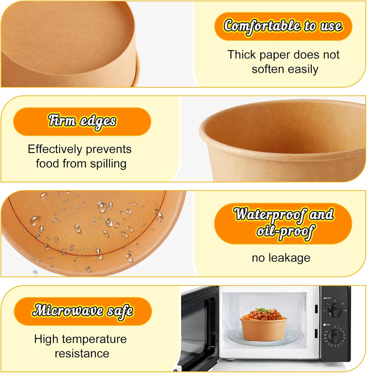 Blcculi 90 Pack Paper Bowls,24 oz Disposable Salad Bowls without Lids,Kraft Paper Salad Bowls,Disposable Soup Bowls,Disposable Serving Bowls,Food Containers for Soup,Hot/Cold Food,Ice cream,Dessert