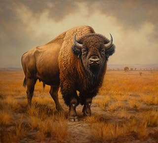 Paint by Numbers for Adults American Bison Buffalo DIY Digital Painting by Numbers Kits On Canvas- Wall Art Artwork Landscape 40x50cm