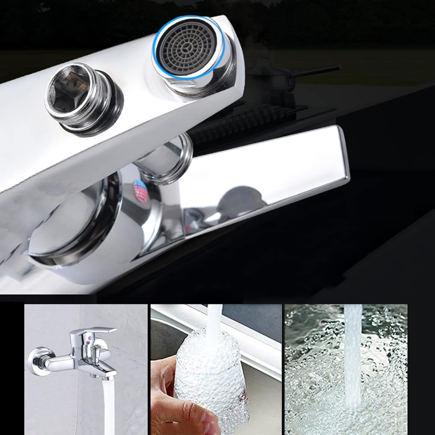 Shower Mixer Faucet,Wall Mounted Faucet,Shower Mixer,Ceramics,Hot and Cold Brass Bathtub Faucet with Sprayer,Shower Mixer,Chrome A(Chrome A)