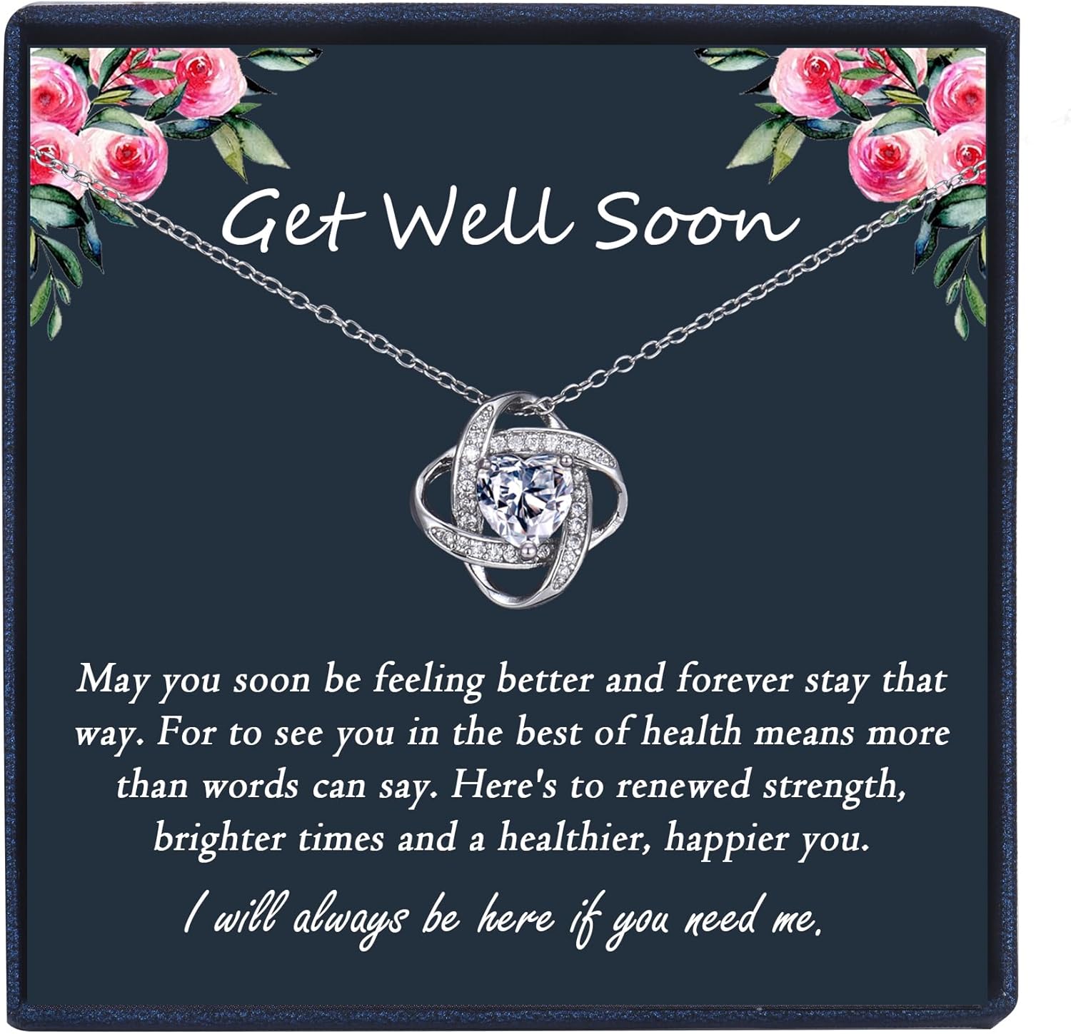 EPIRORA Get Well Soon Gifts for Women- Cancer Illness Surgery Recovery Gifts, Sick Friend Gift, Meaningful Love Knot Pendant Necklace Jewelry Gift