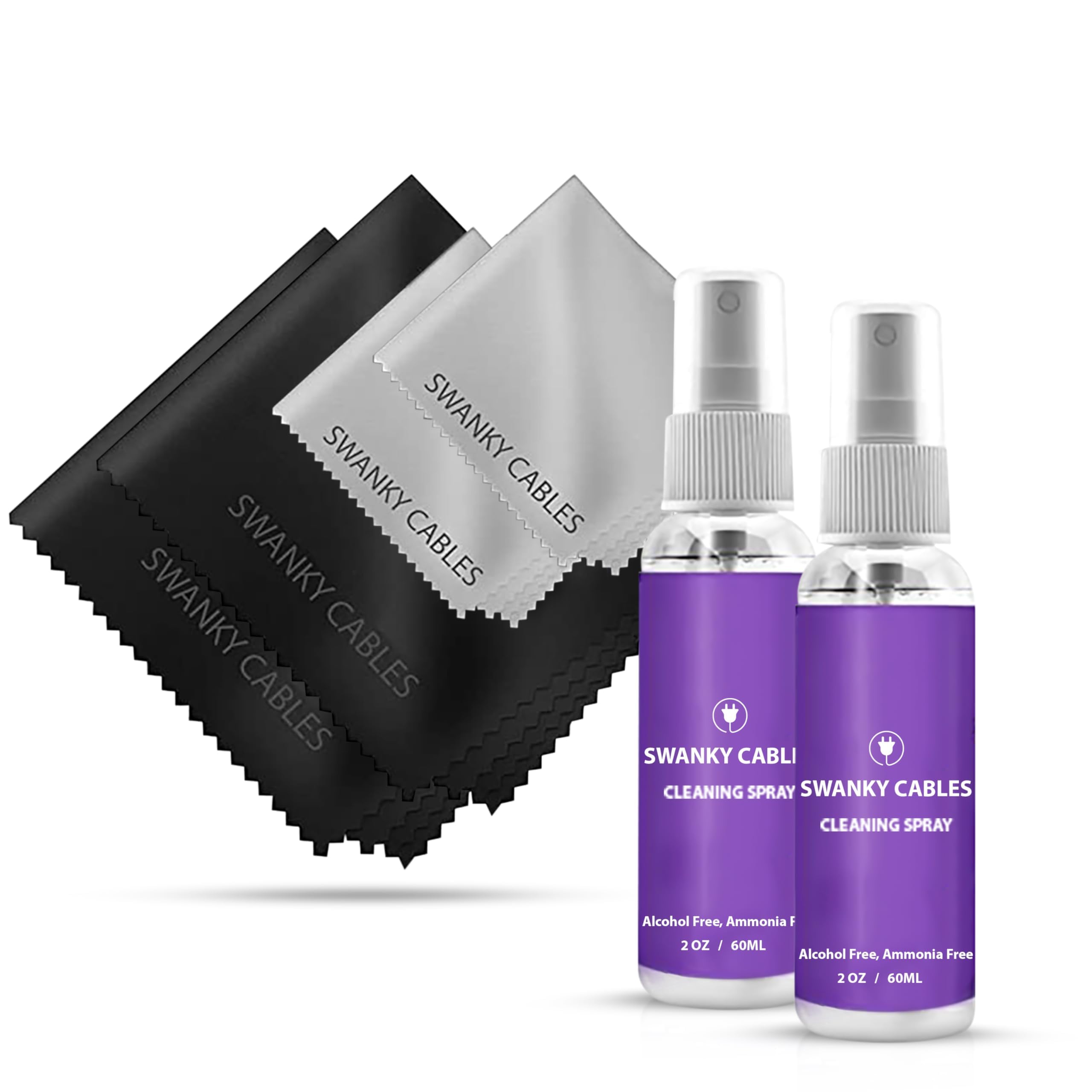 Swanky Computer Screen Cleaner Kit: Set of Electronic Cleaner Spray Microfiber Cleaning Cloth for Tv Cleaner - Ipad Screen Cleaner - iPhone Cleaner - Monitor Cleaner - Laptop Cleaner (2 Oz, 2-Pack)