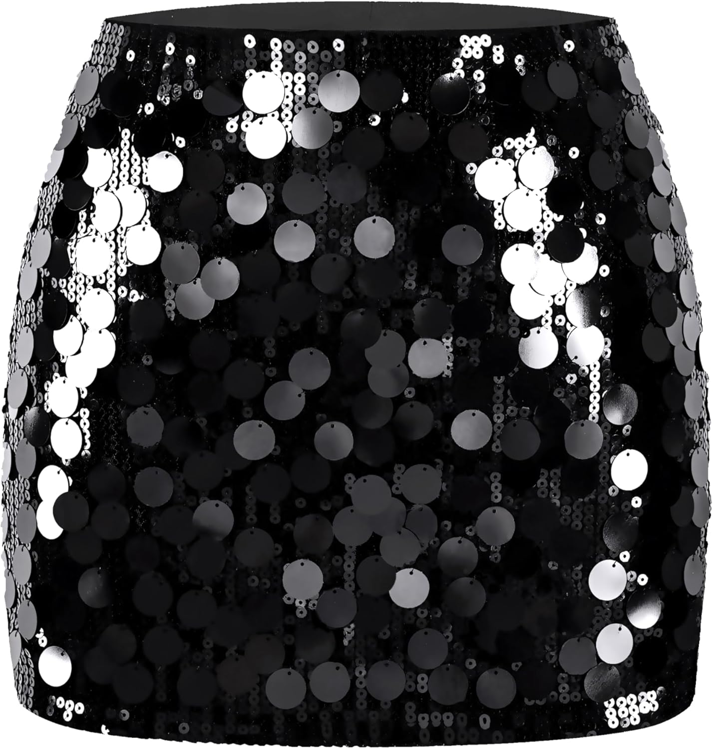 MANER Women's Sequin Mini Skirt Sparkle Stretchy Bodycon Night Out Party Skirts
