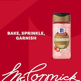 McCormick Finishing Sugar, Strawberry, Sweet Strawberry Flavor, Perfect For Adding A Fruity Sweetness to Breakfast Items, Sprinkle on Baked Goods or Stir into Beverages, 3.67 oz