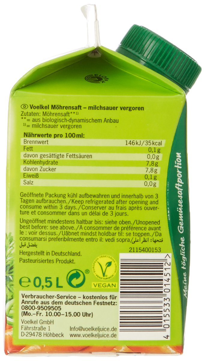 Voelkel Jus de Carottes Elopack 500 ml - Lot de 4